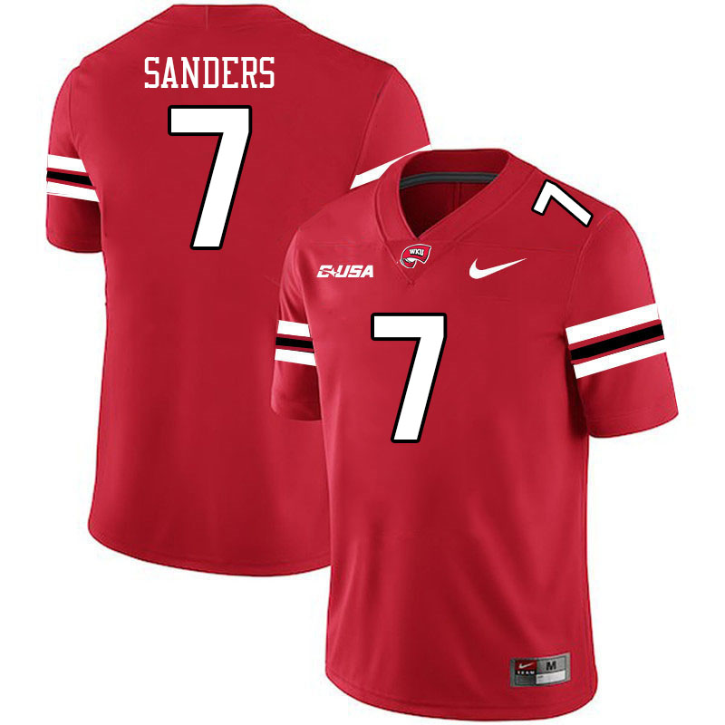 Western Kentucky Hilltoppers #7 L.T. Sanders College Football Jerseys Stitched Sale-Red